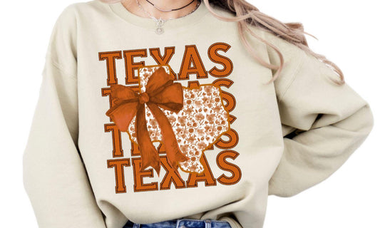 Texas x4 with Floral State & Bow -TEE - (BELLA/COLOR COMFORT) FULL FRONT IMAGE