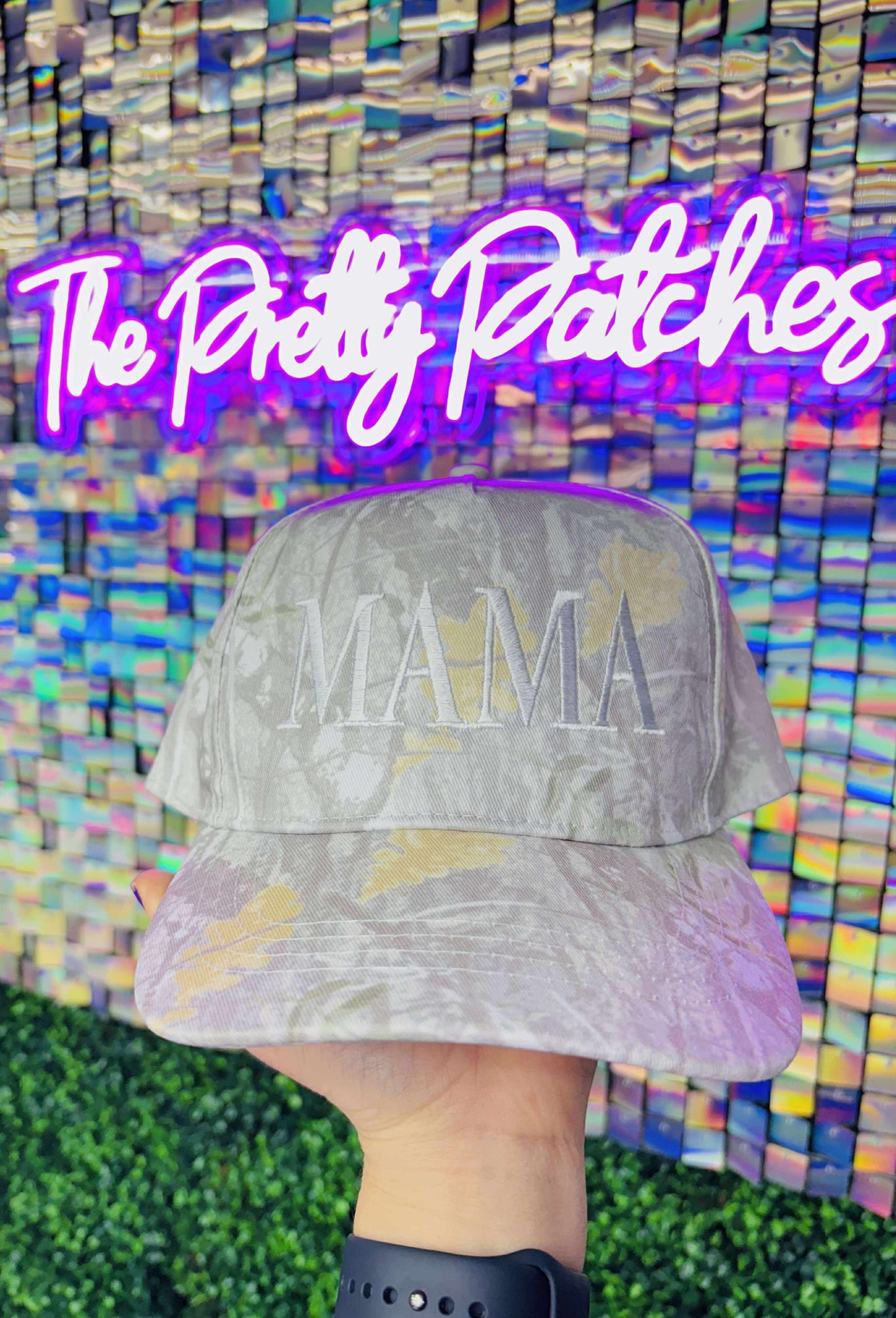 MAMA Letter Embroidery Nature Camo Trucker Hat 111025-AS