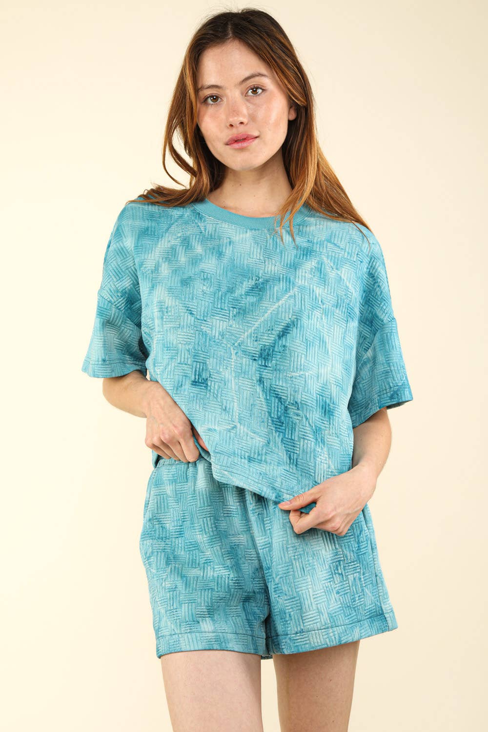 Quilted Washed Comfy Knit Top & Shorts Sets NT117