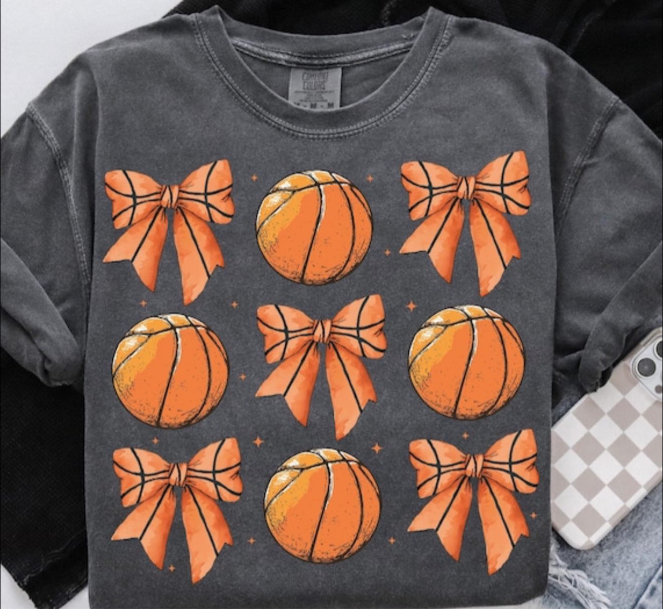 Basketball & Bows- T SHIRT - (Bella/Comfort Color)