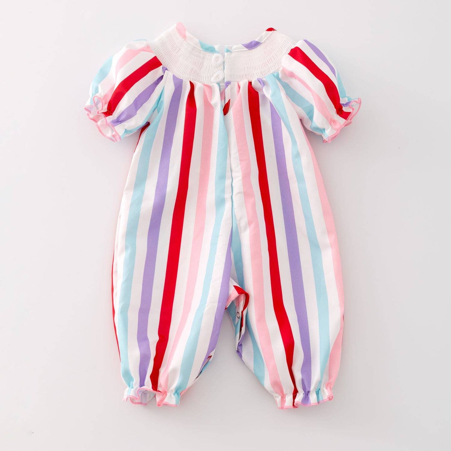 Candy Heart Stripe Smocked Baby Romper CHS34