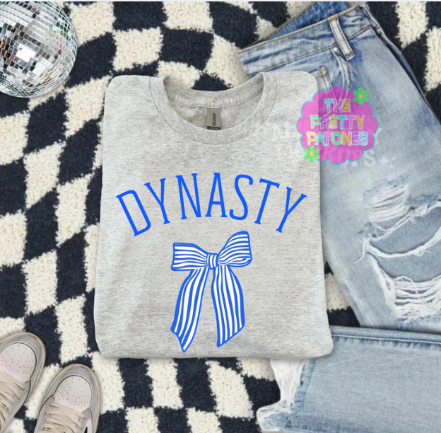 PENDING IMAGES----Mascot with Striped Bow  (DYNASTY) - T SHIRT - (GILDAN)-073126KRV