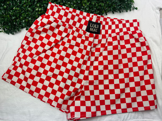 Red WHITE CHECKERED BOXER SHORT-RWCBS