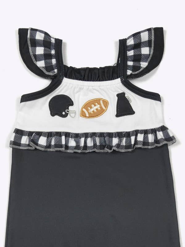 Team Spirit Baby Romper-Football Black embroidery 45730