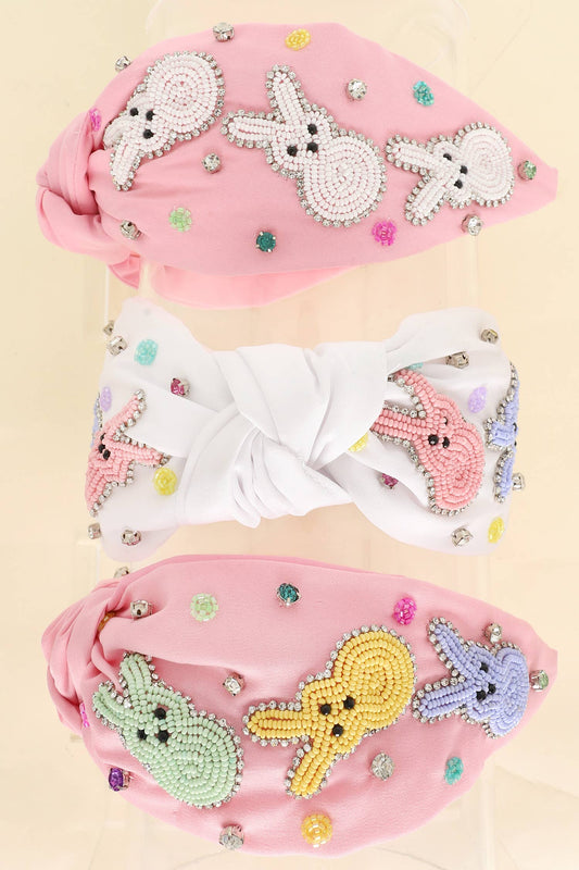 Easter Polka Dot Beaded Top Knotted Headband   H142