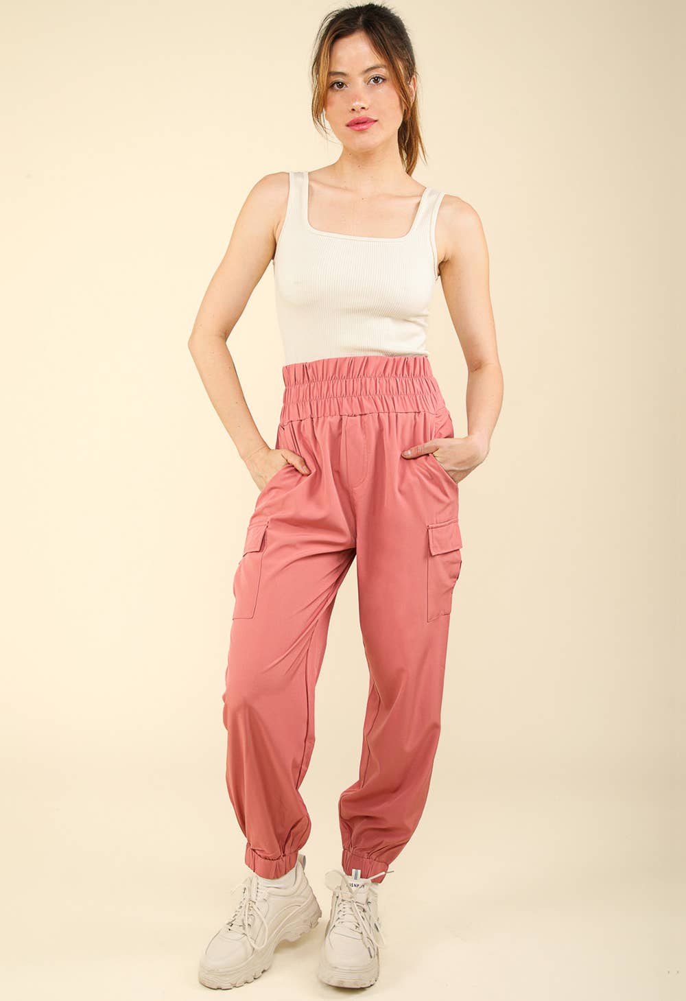 High Waisted Cargo Active Joggers w/ Pockets 1460-NPSJ