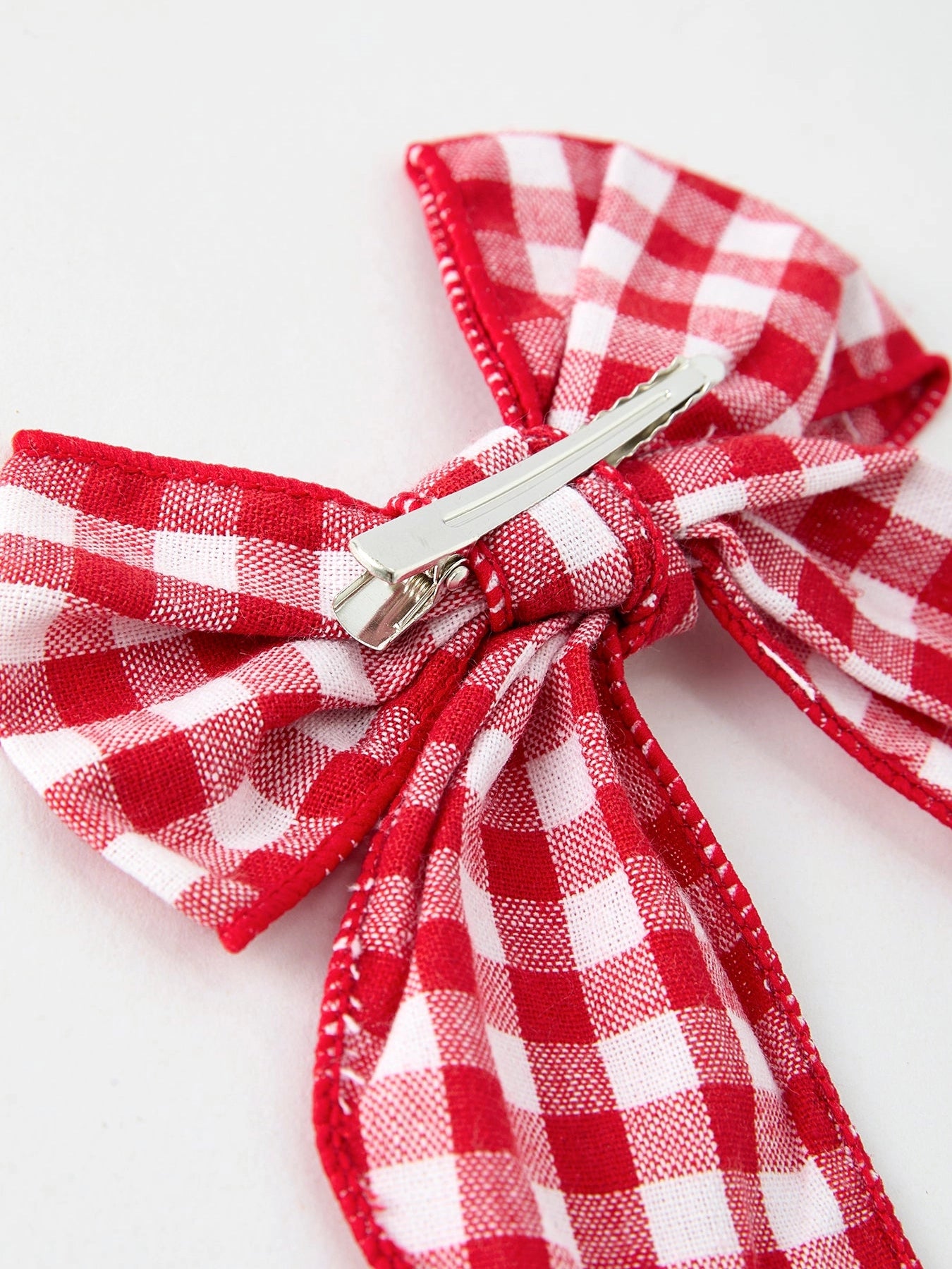 Christmas Red and White Plaid Bow 5 Inch Hairpin- 103125br
