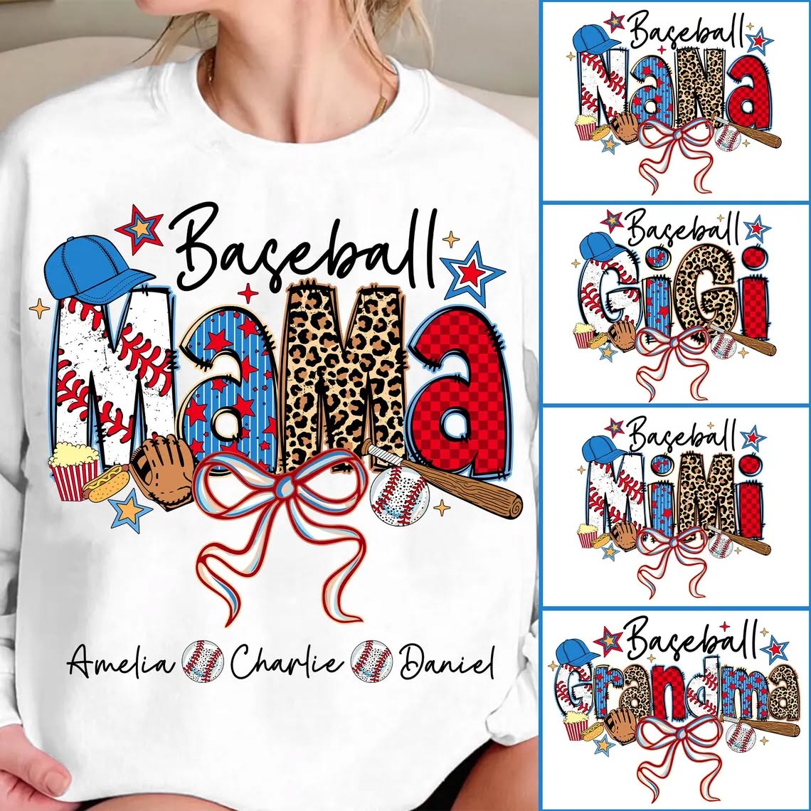 Baseball Fam --⚾️💙🤍❤️(GIGI)- T SHIRT- (GILDAN/LAT)