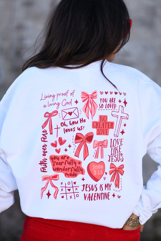 Jesus is my valentine 🎉 SWEATSHIRT (front pocket and back image) - (Jerzee/Gildan)
