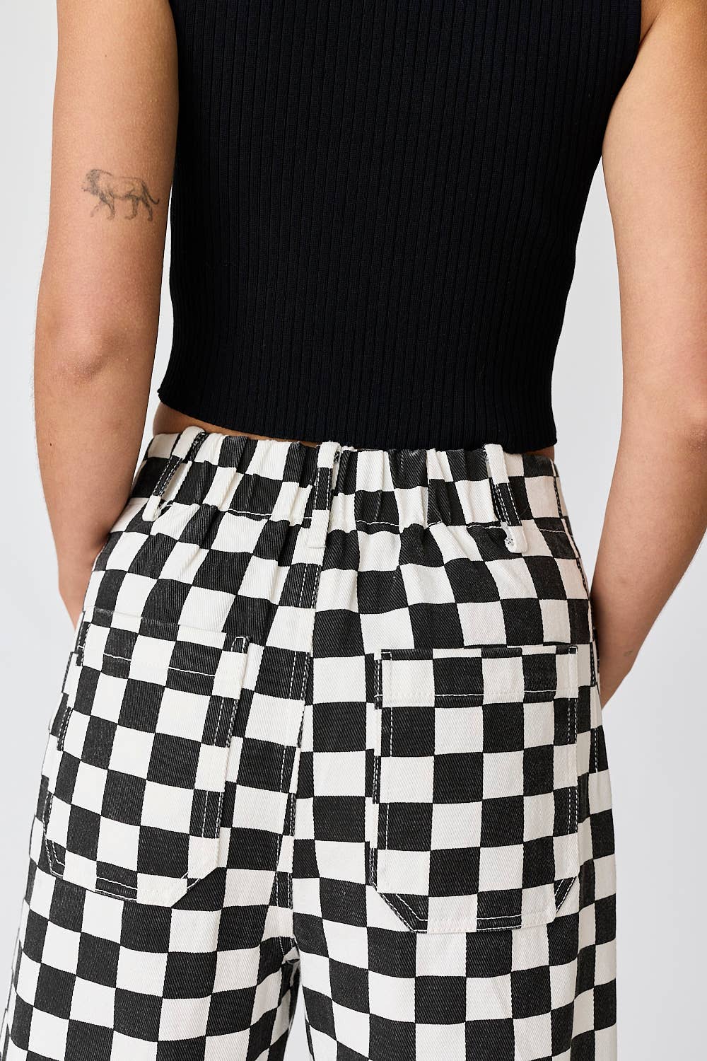 Demi Checkered Bottoms w Elastic Band-10425br