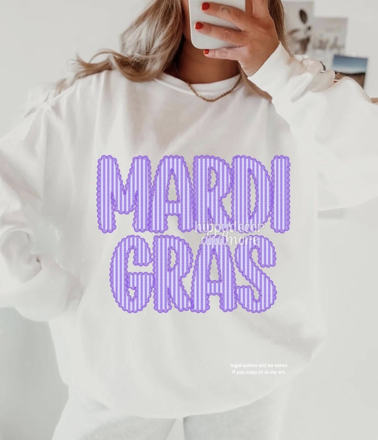 Lace Ruffle Striped Mardi Gras - sweatshirt (gildan/jerzee)