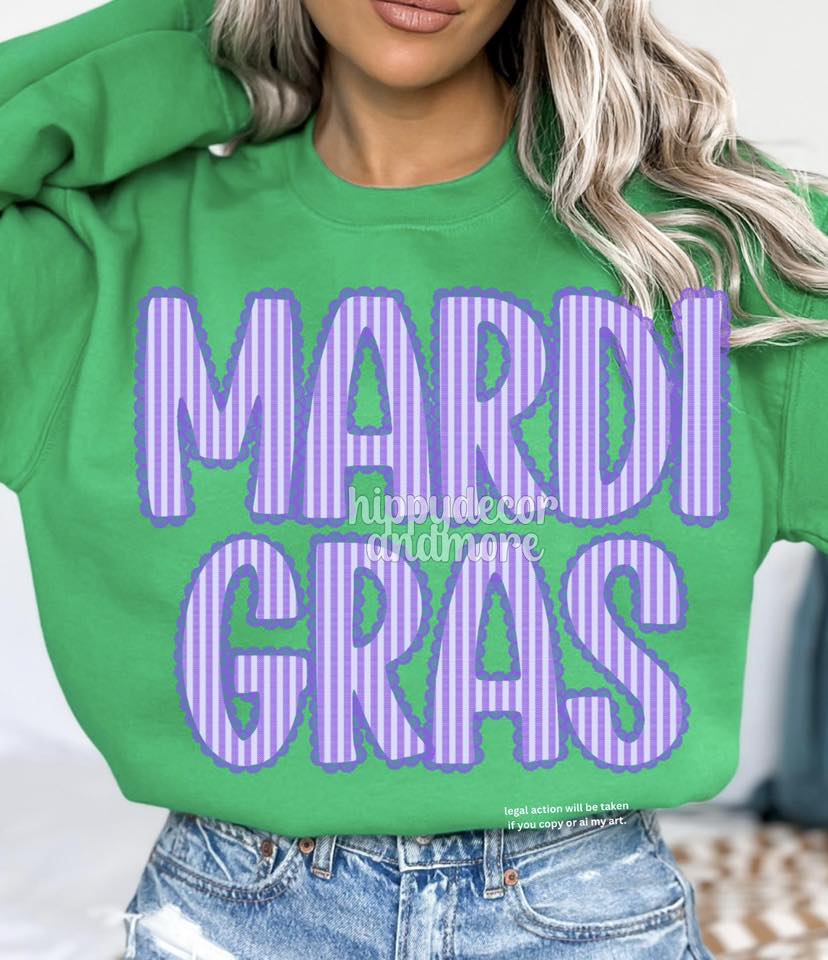 Lace Ruffle Striped Mardi Gras - sweatshirt (gildan/jerzee)