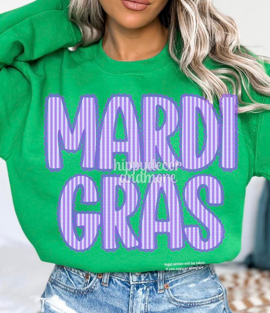 Lace Ruffle Striped Mardi Gras - sweatshirt (gildan/jerzee)