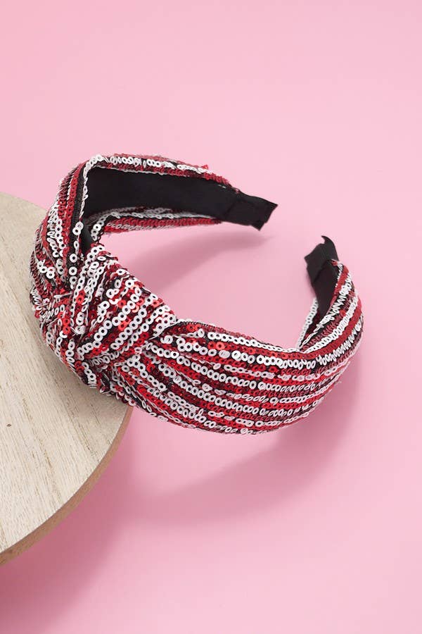 SEQUIN STRIPE EMBELLISHED KNOT HEADBAND 40HB145