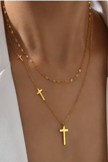 18K STAINLESS STEEL TARNISH FREE CROSS NECKLACE | 18KS