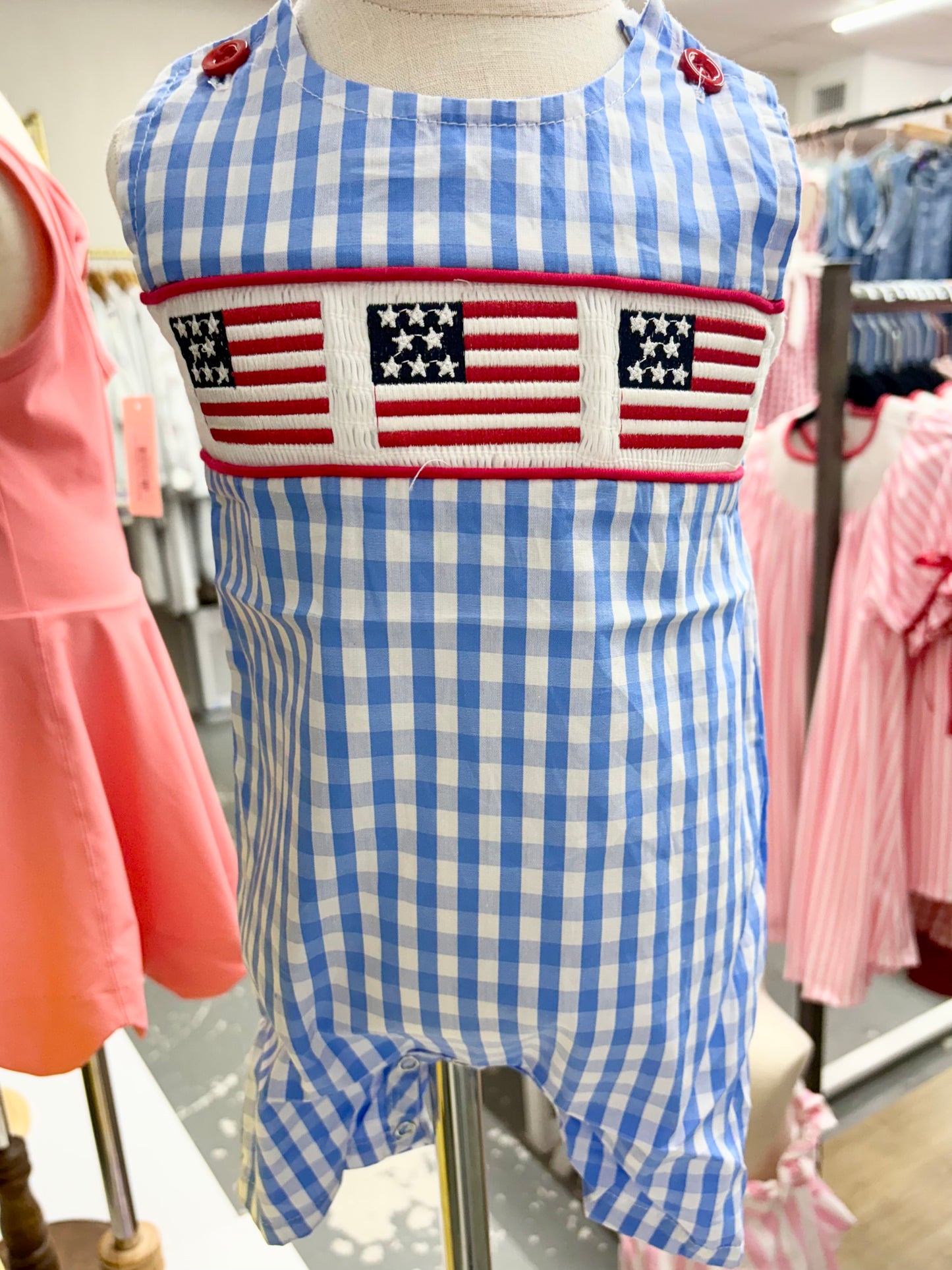 Boys 4th of July plaid romper 052226HS