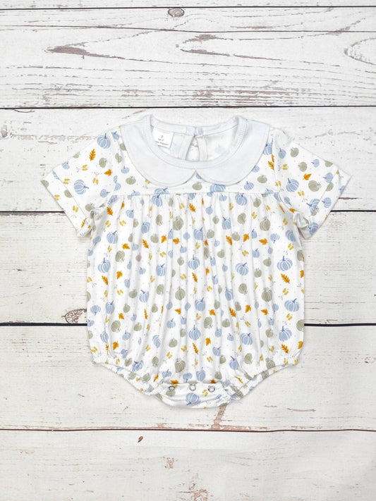 Baby Pumpkin Print Fall Bubble SR1698  romper thanksgiving