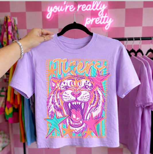 COLORFUL MASCOT TIGERS-BOXY TEE- (COMFORT COLOR/BELLA) 050526BR