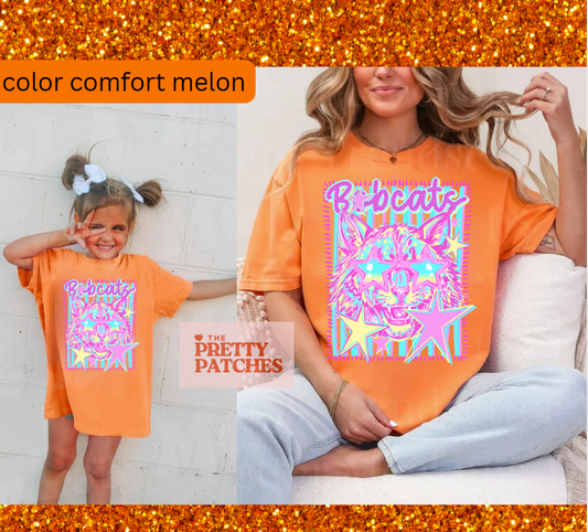 COLORFUL MASCOT BOBCATS-(T-SHIRT)- (COMFORT COLOR/BELLA) 050126br