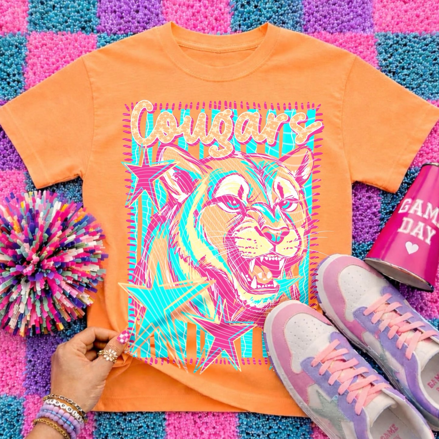 COLORFUL MASCOT COUGARS -TSHIRT- (COMFORT COLOR/BELLA) 051126jb
