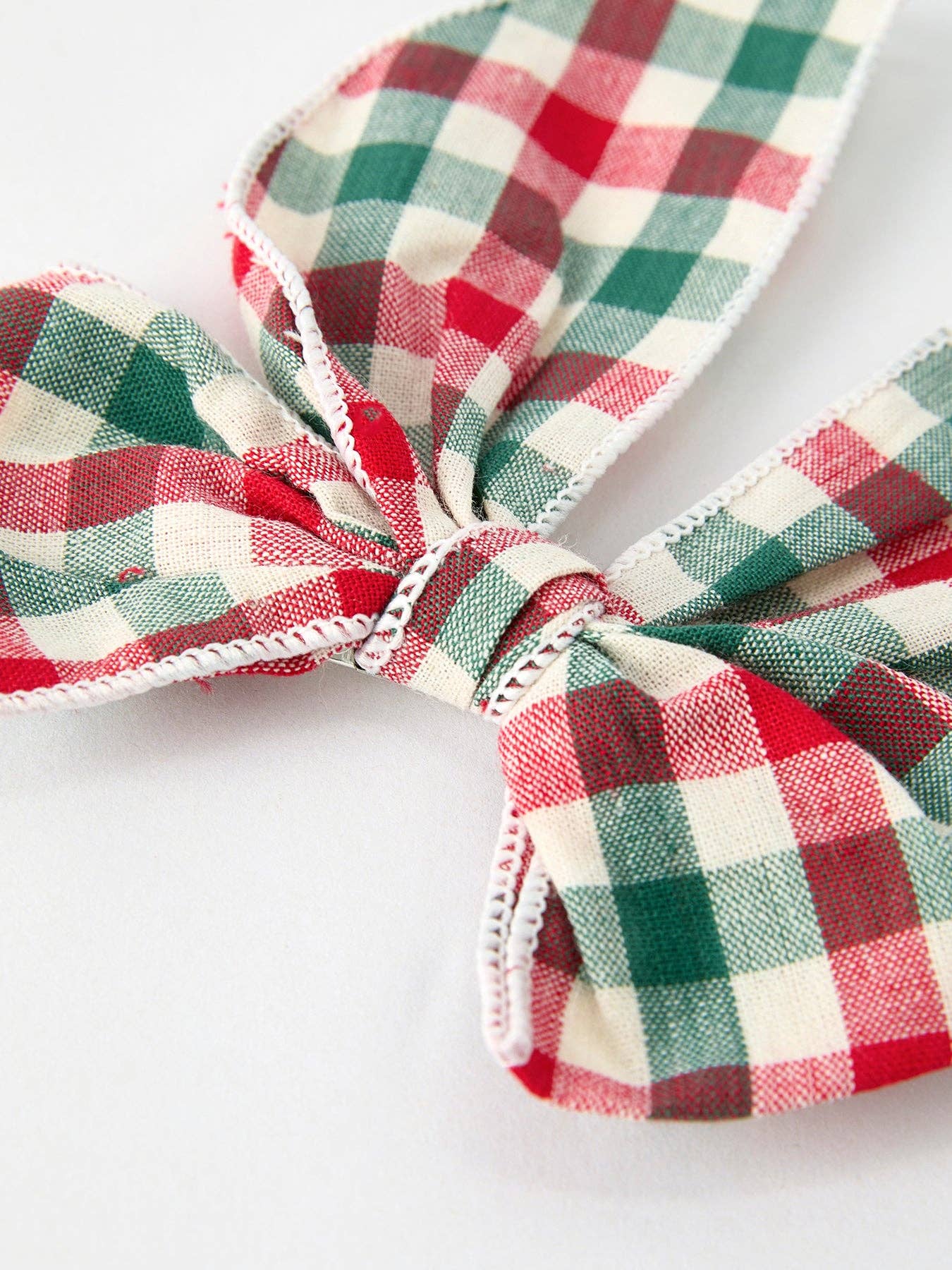 Christmas Red，Green and White Plaid Bow 5 Inch Hairpin 103025AS