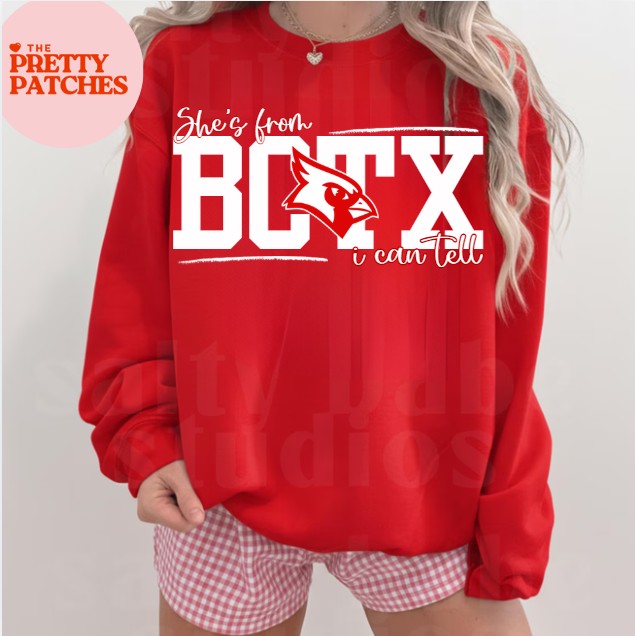 SHE'S FROM BCTX I CAN TELL-SWEATSHIRT - (GILDAN/JERZEES) 050526KRV