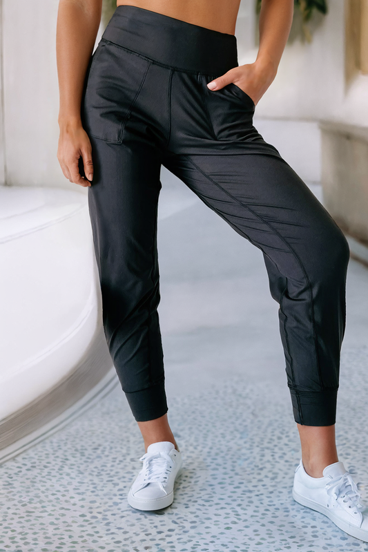LDC Exposed Seam High Waist Pocketed Joggers LD712