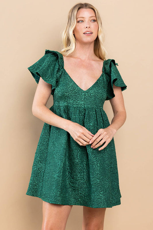 Green Textured Flower Dress