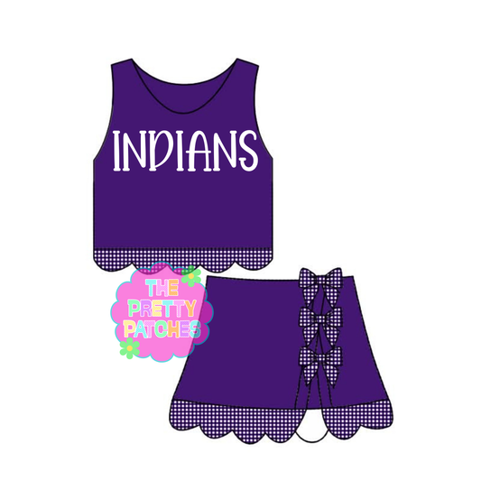 (IN STORE) PNG INDIANS GINGHAM SCALLOP ATHLETIC SKORT SET 071126DS-KRV