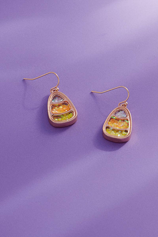 Halloween Candy Corn Glitter Shaker Hook Earrings  C3E