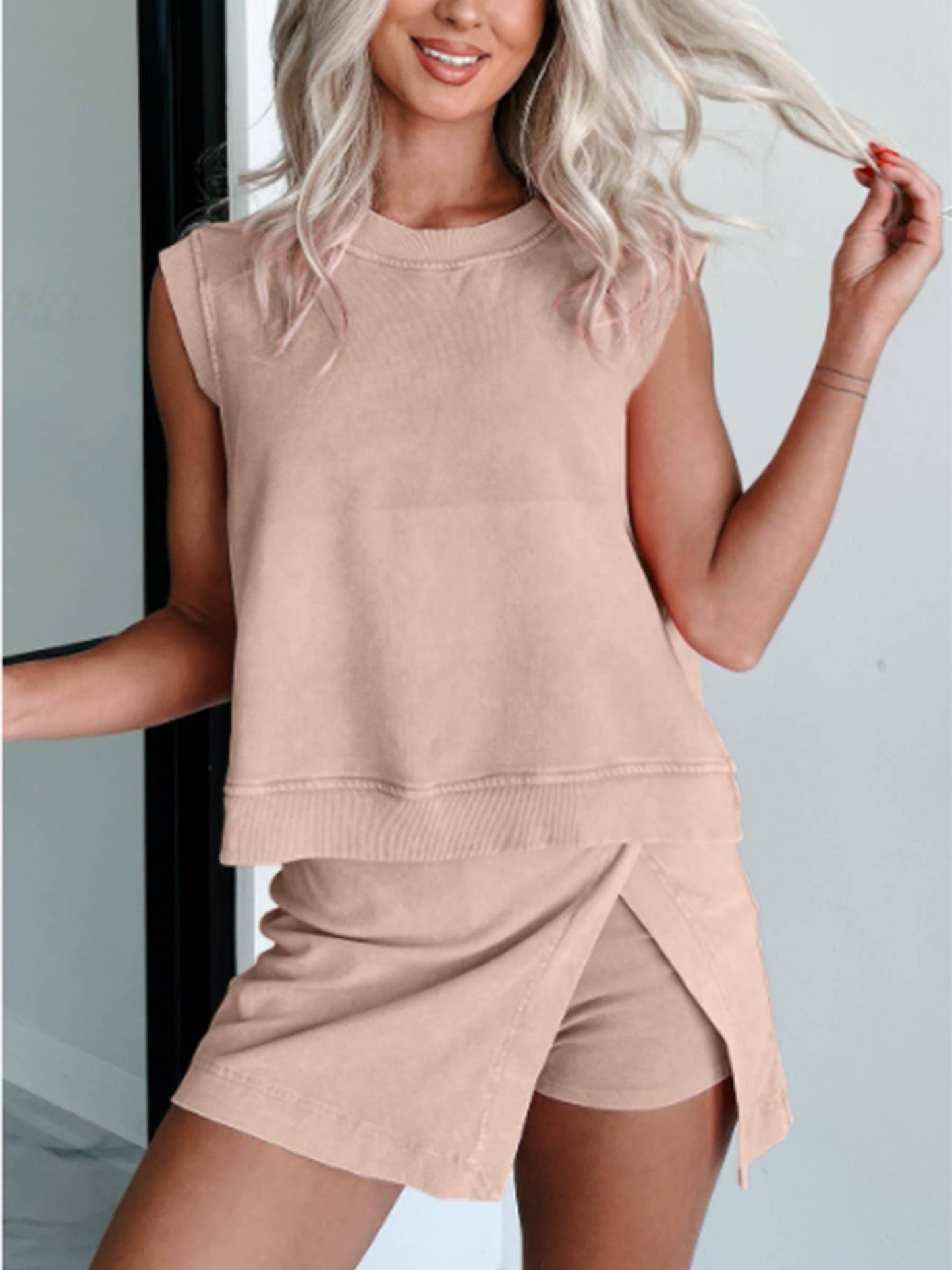 Sleeveless Top and Short Skirt Two Piece Set FRQRT