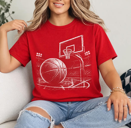 OVERSIZED IMAGE BASKETBALL VINTAGE COURT 1013263--------TSHIRT-------(GILDAN)101326RW