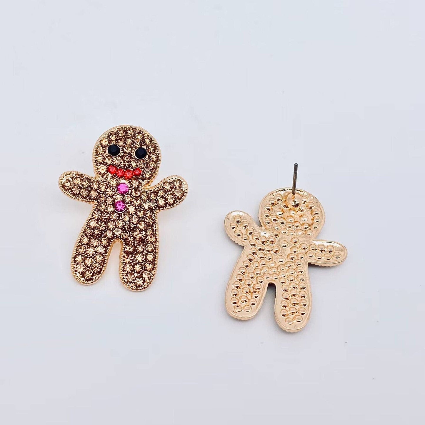 Rhinestone Gingerbread Man Post Earrings MIO56085