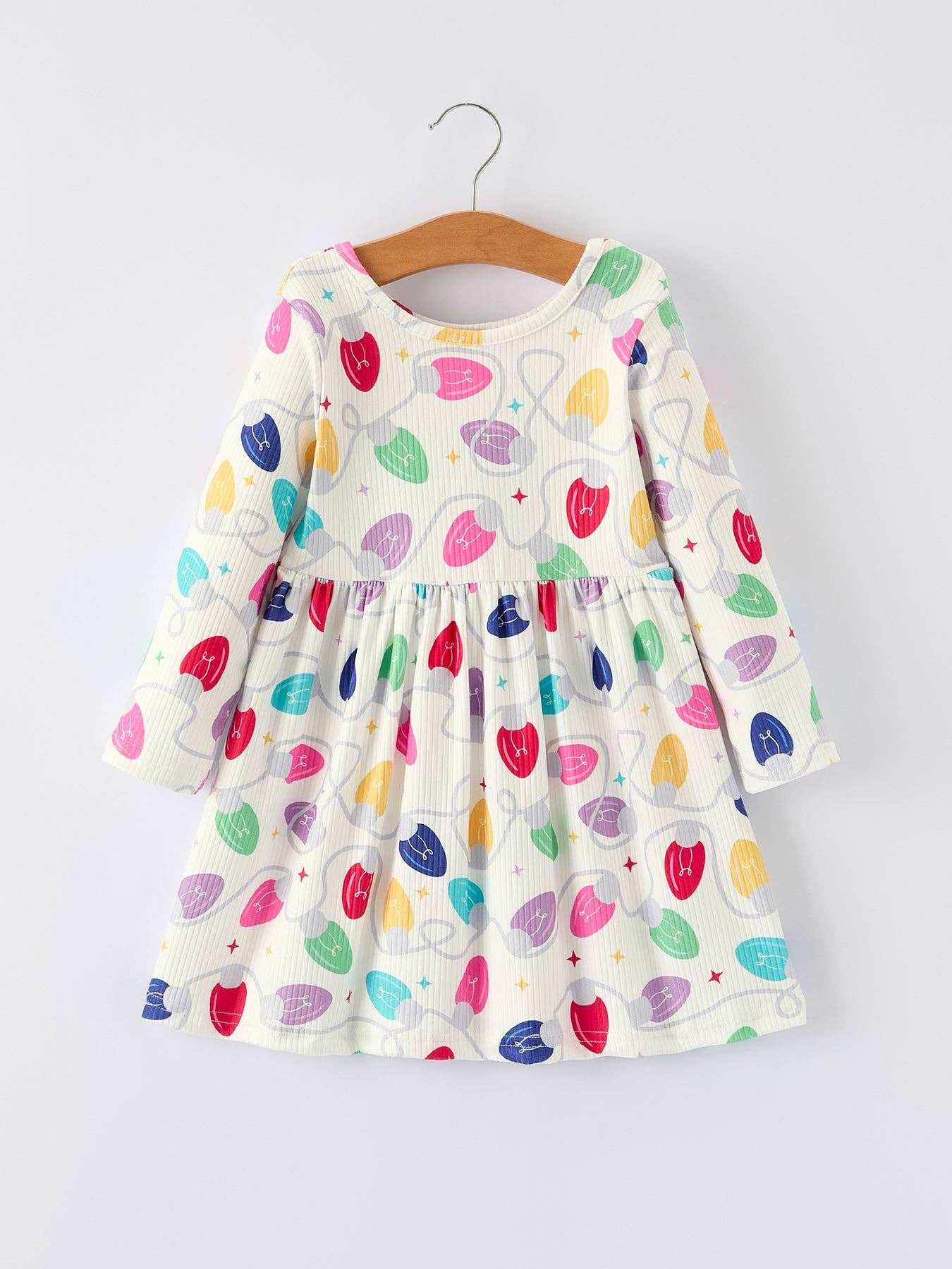 Rylee Faith Designs - Christmas Colorful Light Bulb Girls Dress - 10.17 Et
