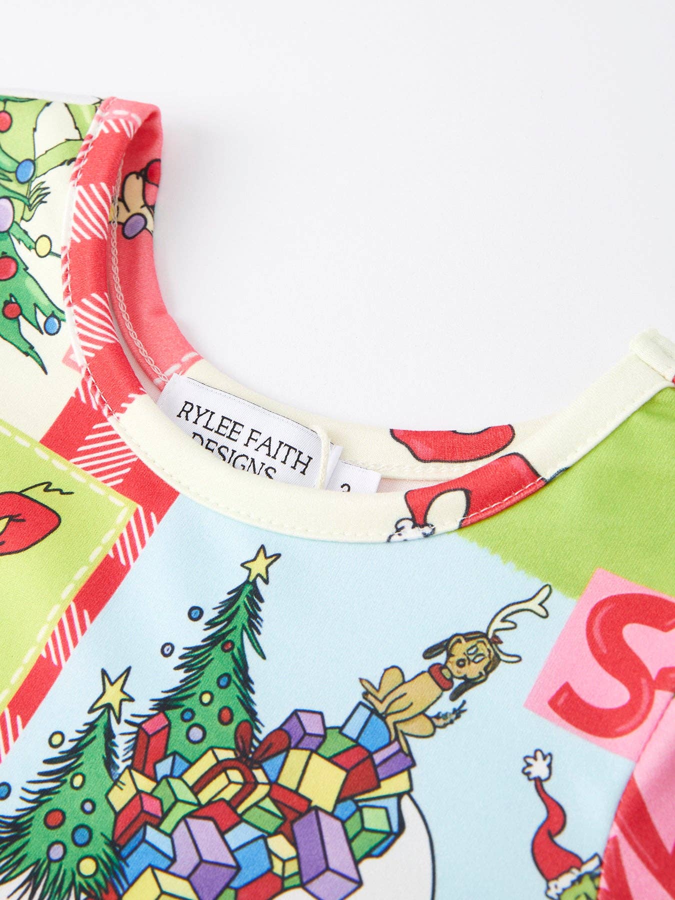 Rylee Faith Designs - Autumn Winter Character Christmas Tree Print Girls Dress-101825jb