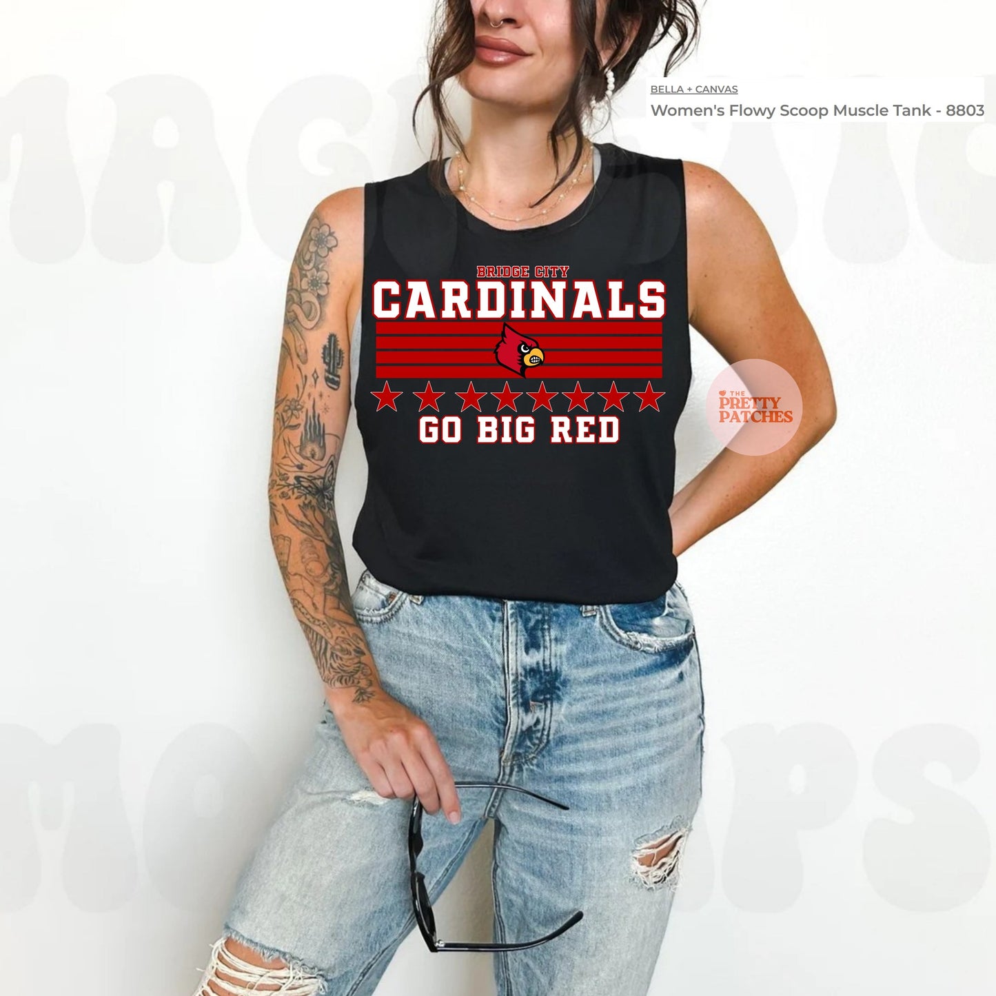 CARDINALS go big red- (FLOWY MUSCLE SHIRT) (BELLA/COLOR COMFORT) 052626jb (Copy)