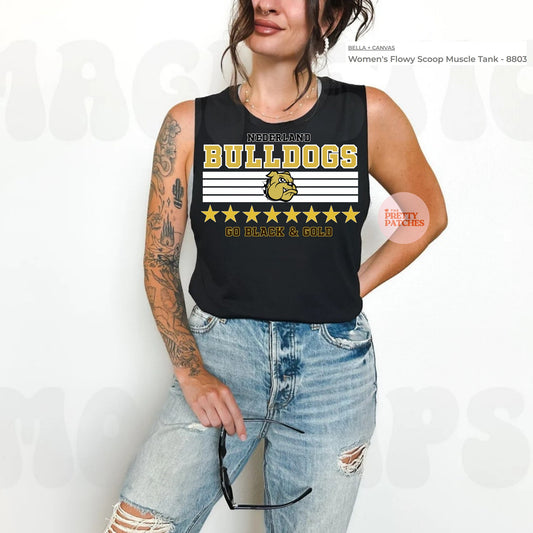 NEDERLAND GO BLACK & GOLD- FLOWY SCOOP NECK- (BELLA) 052726jb