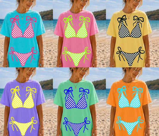Summertime Checkered Bikini- T SHIRT- (Comfort Color/Bella)-061526br