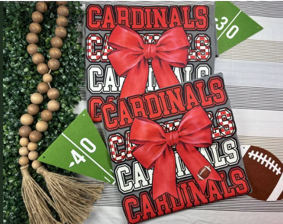 CARDINALS 4X WITH BOW - T SHIRT - (COMFORT COLOR/BELLA)062326DS