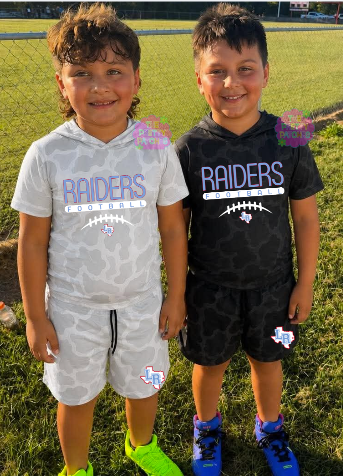 Camo Hooded Tees (LUMBERTON RAIDERS FOOTBALL) (GREY/WHITE GHOST CAMO) -YOUTH - PREORDER (HAPPY DAYS) 070926KRV