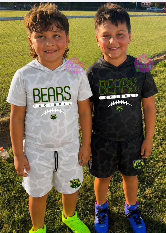 Camo Hooded Tees (LCM BEARS) FOOTBALL) (VINTAGE BLACKOUT CAMO) -YOUTH - PREORDER (HAPPY DAYS) 071026LW