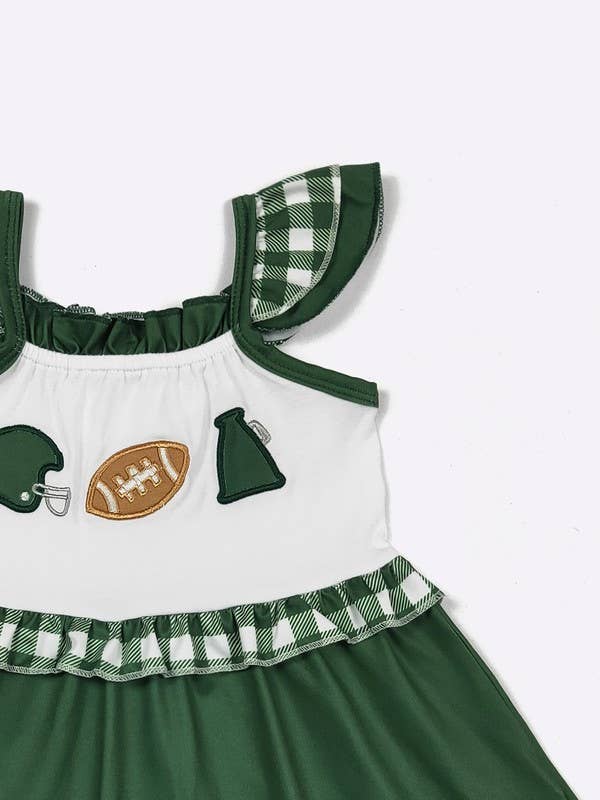 Team Spirit Girls Dress-Green Embroidery TSGD-BGE