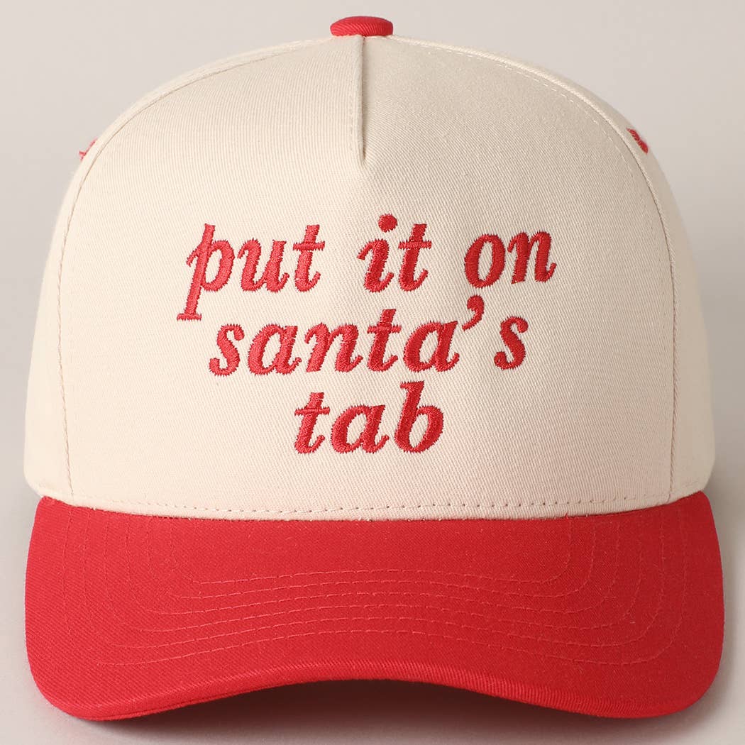 Put It On Santa's Tab Text Embroidery Baseball Cap TCM002RED