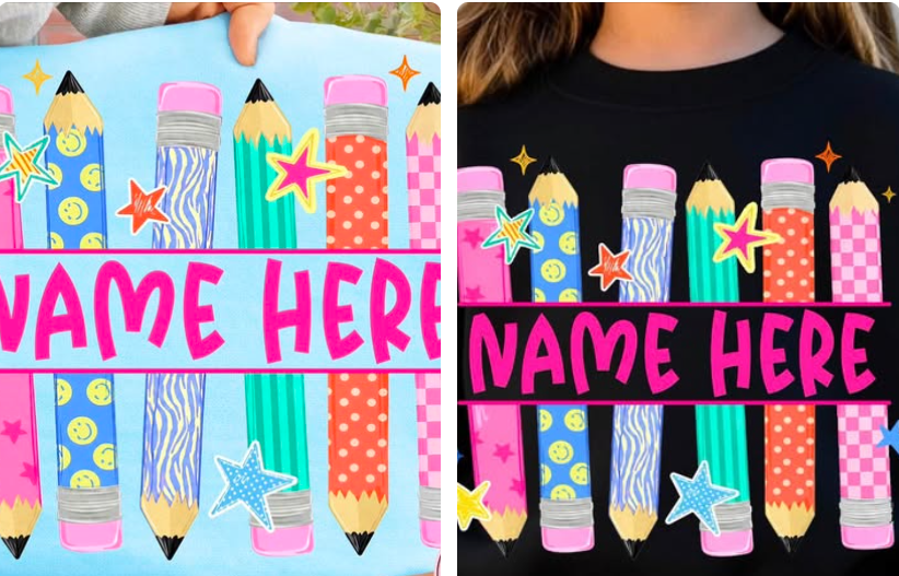 Groovy Pencils with Name  - T-SHIRT - (GILDAN) 072726BR