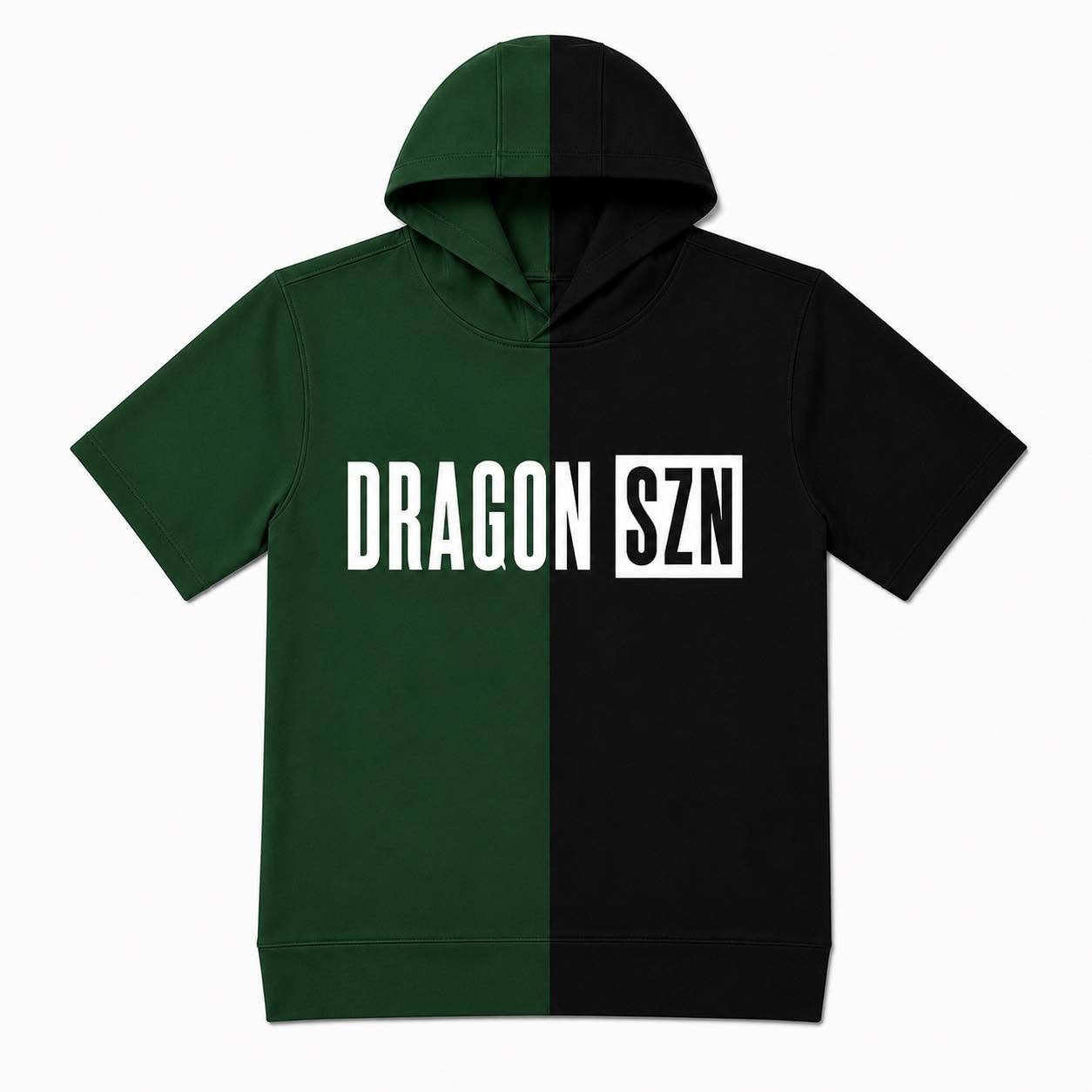 DRAGON SZN (WHITE FONT) SPLIT HOODIE GREEN & BLACK -ADULT - PREORDER (HAPPY DAYS) 071826BR
