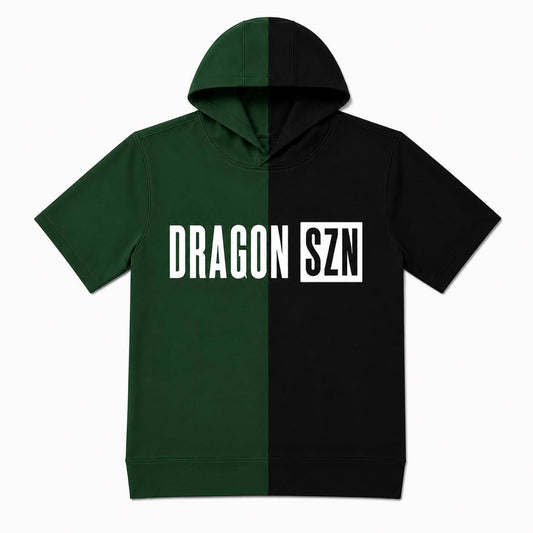 DRAGON SZN (WHITE FONT) SPLIT HOODIE GREEN & BLACK -ADULT - PREORDER (HAPPY DAYS) 071826BR