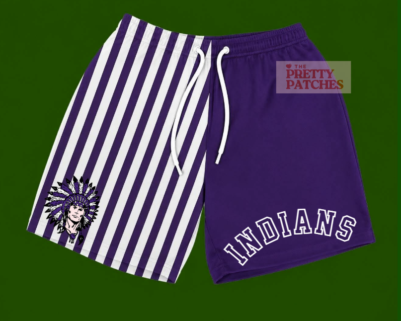 PNG INDIANS DRIP SHORTS HALF PURPLE AND WHITE STRIPES (YOUTH) 072026MG