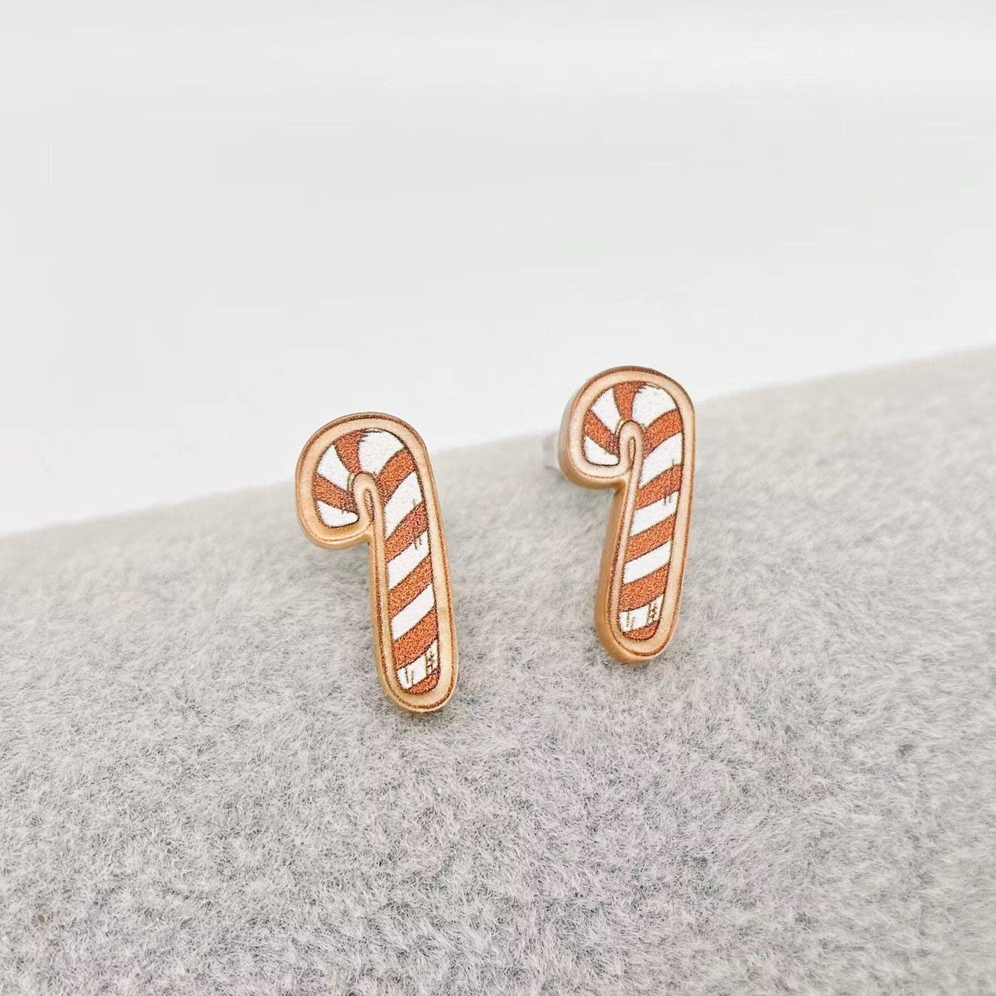 Tree,Gingerbread Man,Snowman,Crutches Ear Studs MIO57149