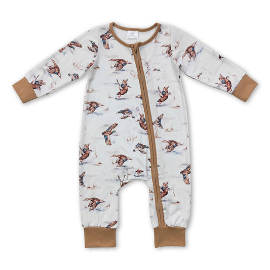 Gray brown camo baby boys zipper rompers  LR0816