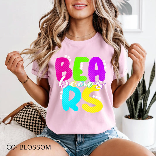 Bears Neon Retro Game Day 💛🩷🩵💚 - T SHIRT - (Comfort Color)- 072126rw
